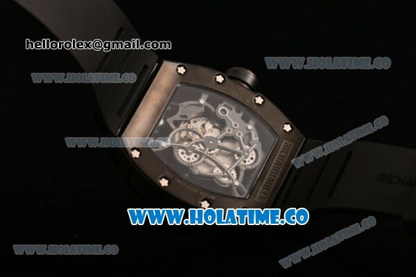 Richard Mille RM 055 Bubba Watson Tourbillon Manual Winding PVD Case with Skeleton Dial Dot Markers and Blue Inner Bezel - Click Image to Close